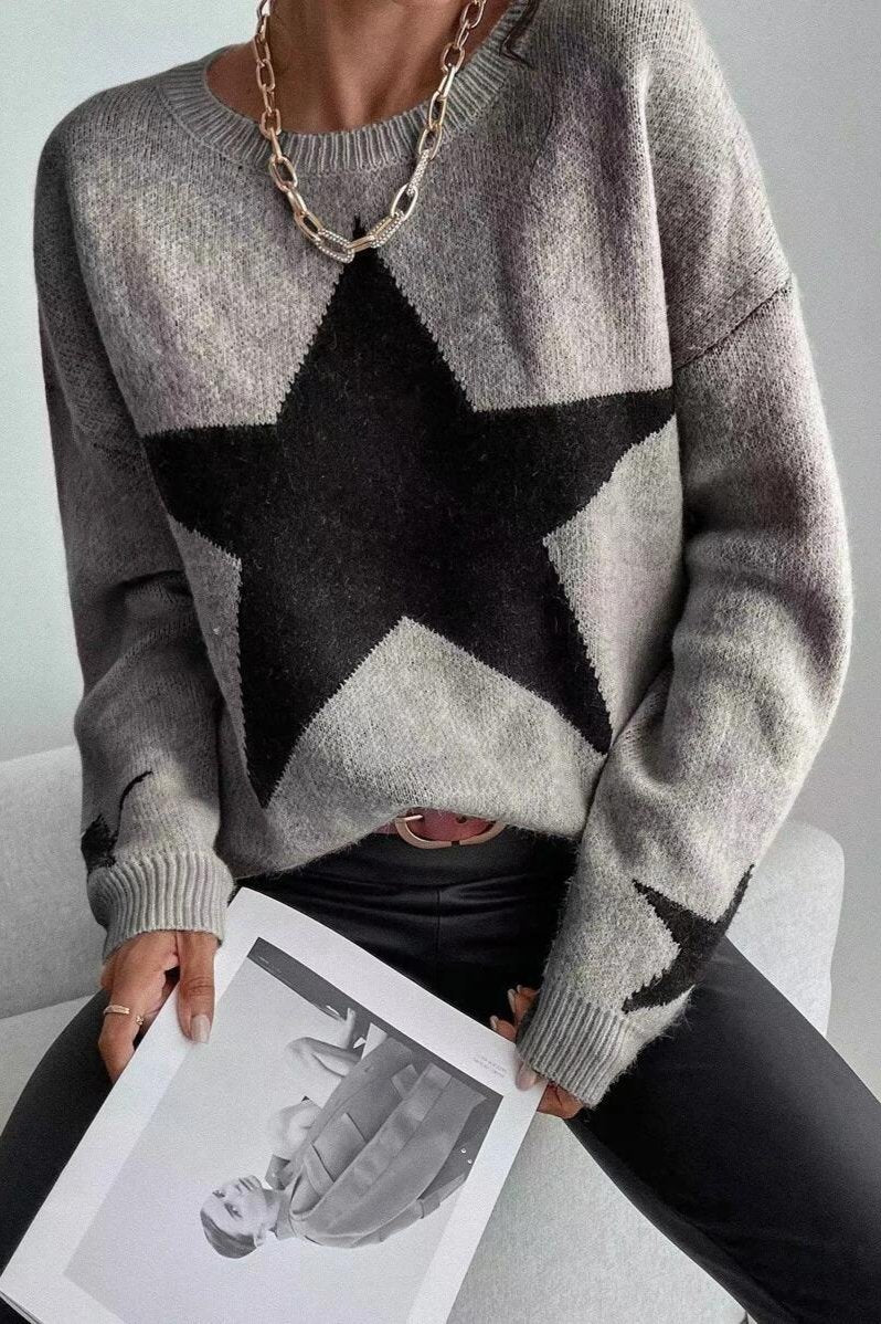 Long Sleeve Star Print Sweater