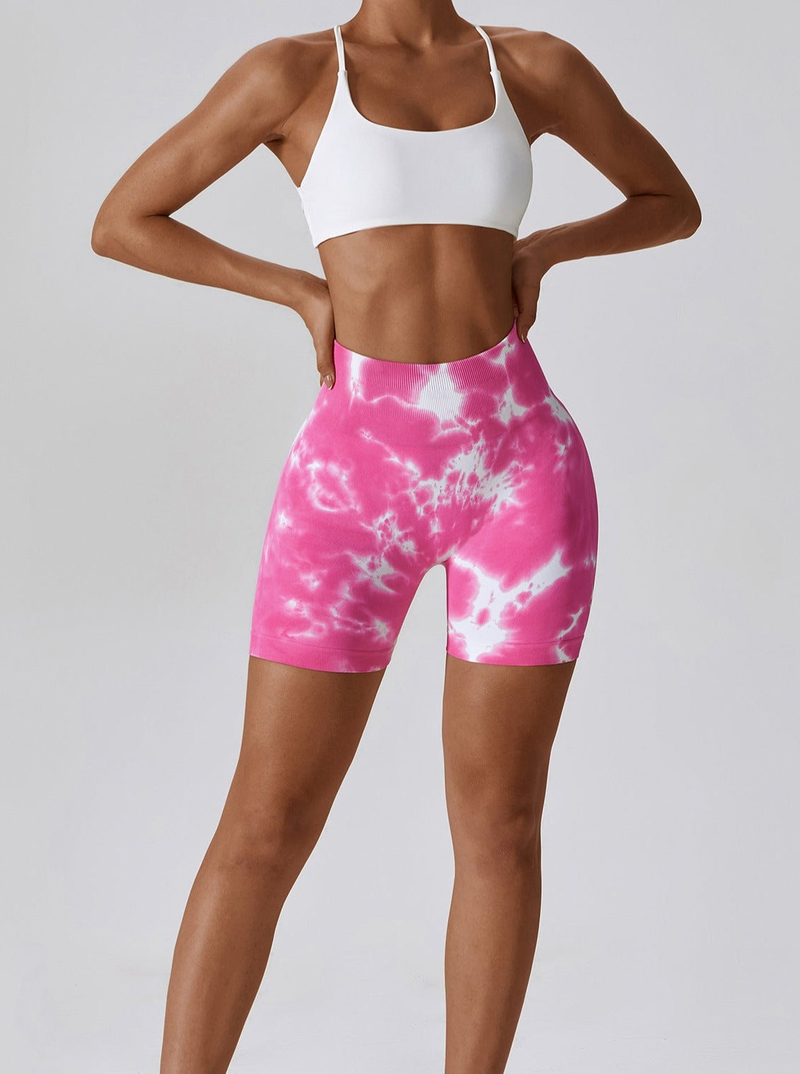 Pink Tie Dye Seamless Fitness Shorts