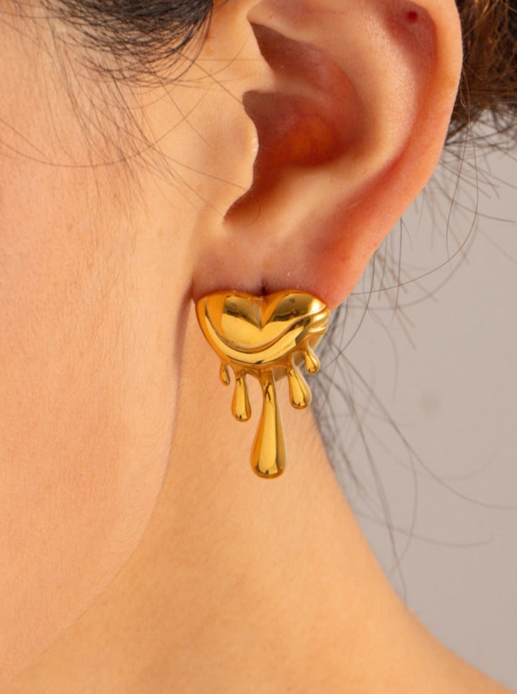 The Ashley - 18K Gold Heart Earrings