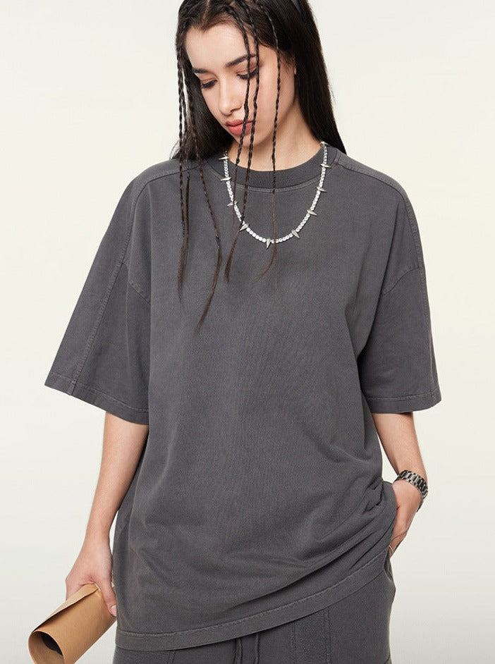 Loose Grey Basic Solid Color Casual Shirt