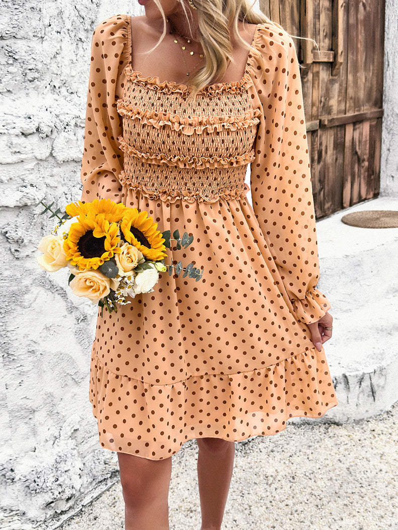 Casual Off Shoulder Polka Dot Dress