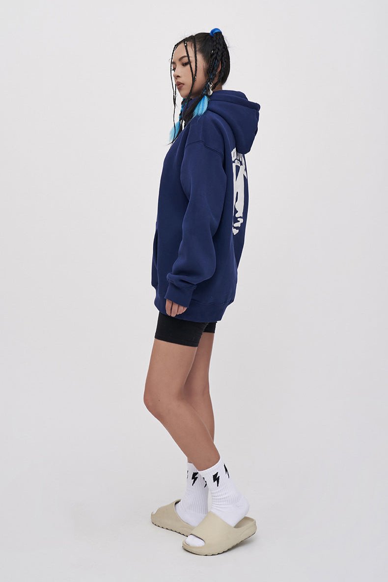 Letter Printed Loose Hooded Sweatshirt