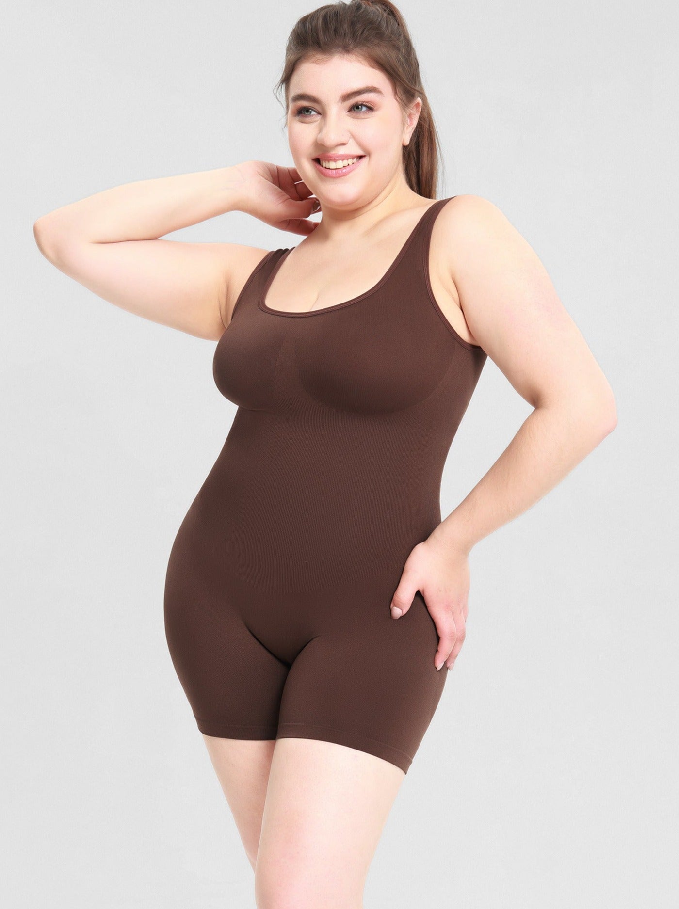 Brun Plus Size Tummy Control Romper Bodysuit 