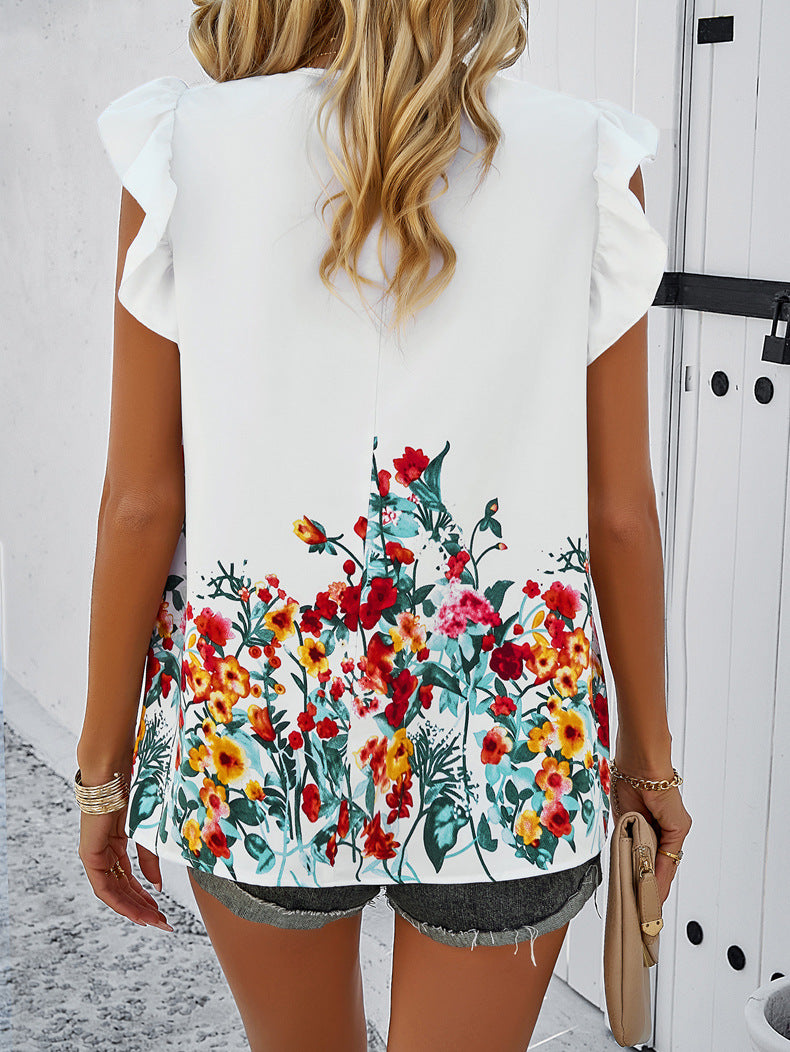 Round Neck Floral Printed Blouse