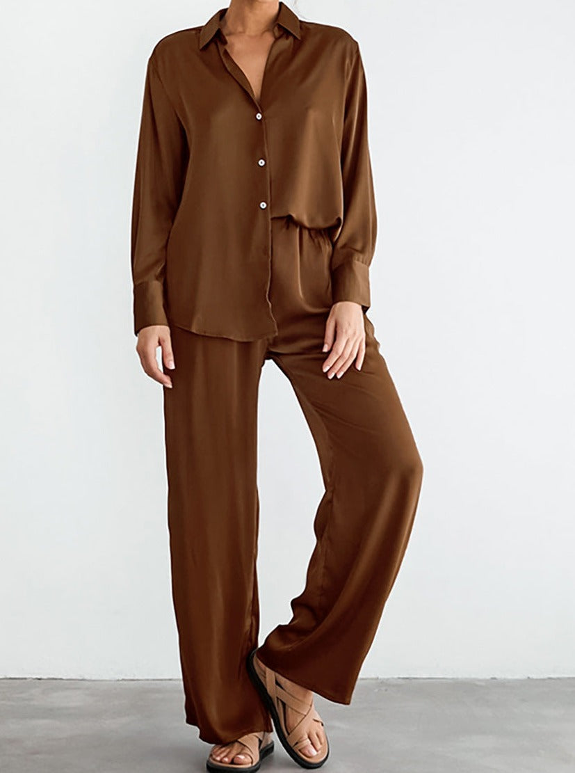 Comfortable High-End Long Sleeved Trouser Simple Two-Piece Set