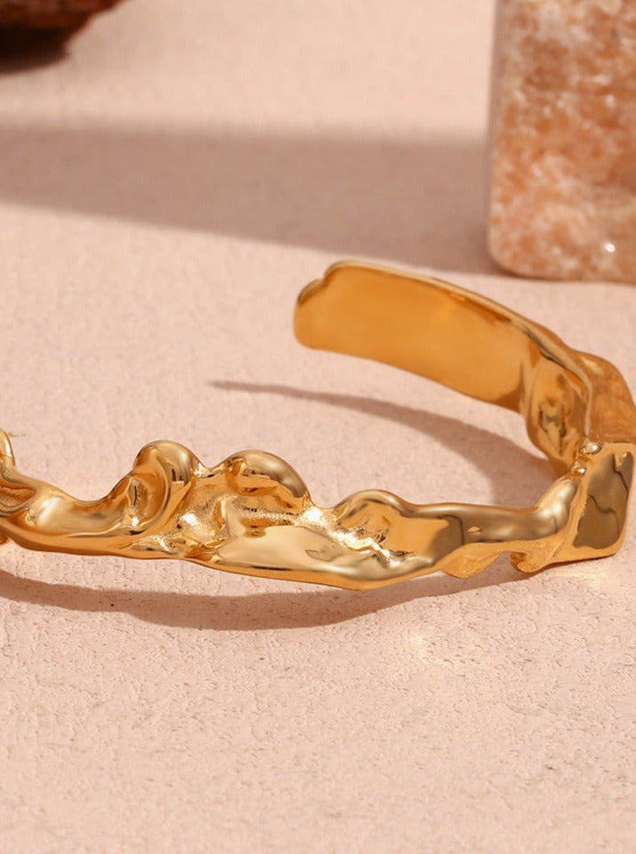 18K Gold Plated Stainless Steel Irregular Wave Bracelet