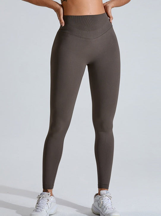 Gray High-Waisted Belly Lifting Sports Pants