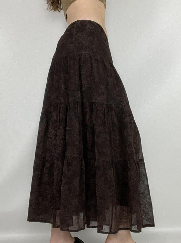 Black Low Waist A-Line Casual Temperament Long Skirt