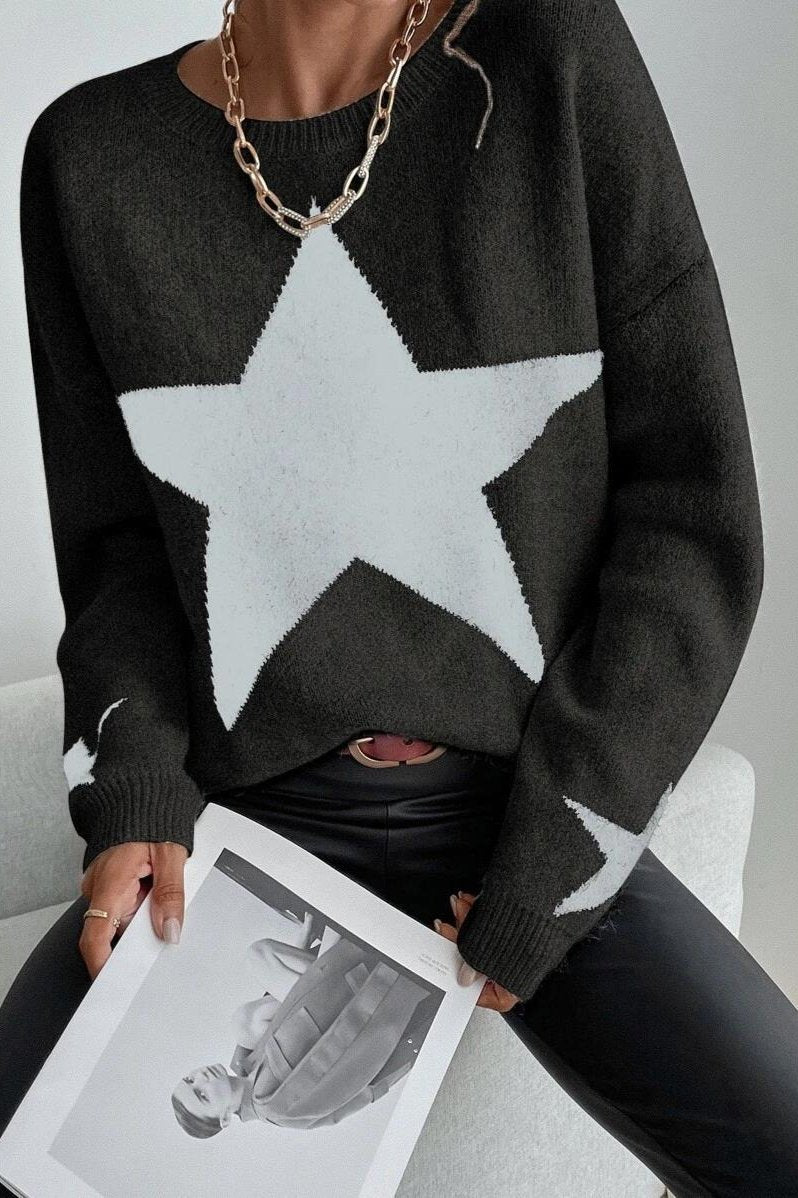 Long Sleeve Star Print Sweater