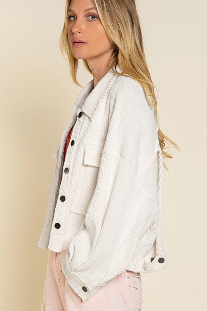 Long Sleeve Solid Color Collared Jacket