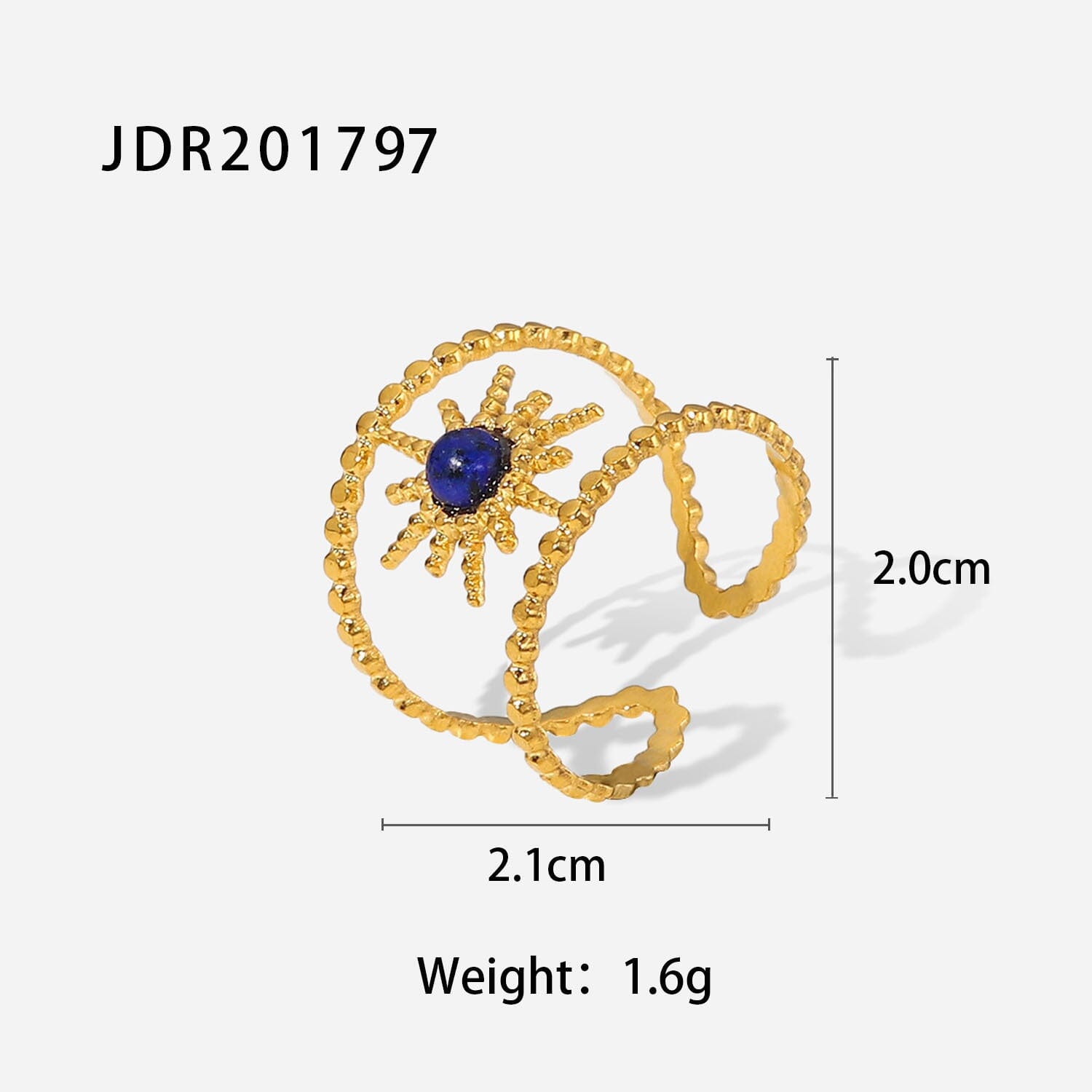 18K gold-plated Malachite titanium steel ring PinchBox JDR201797 