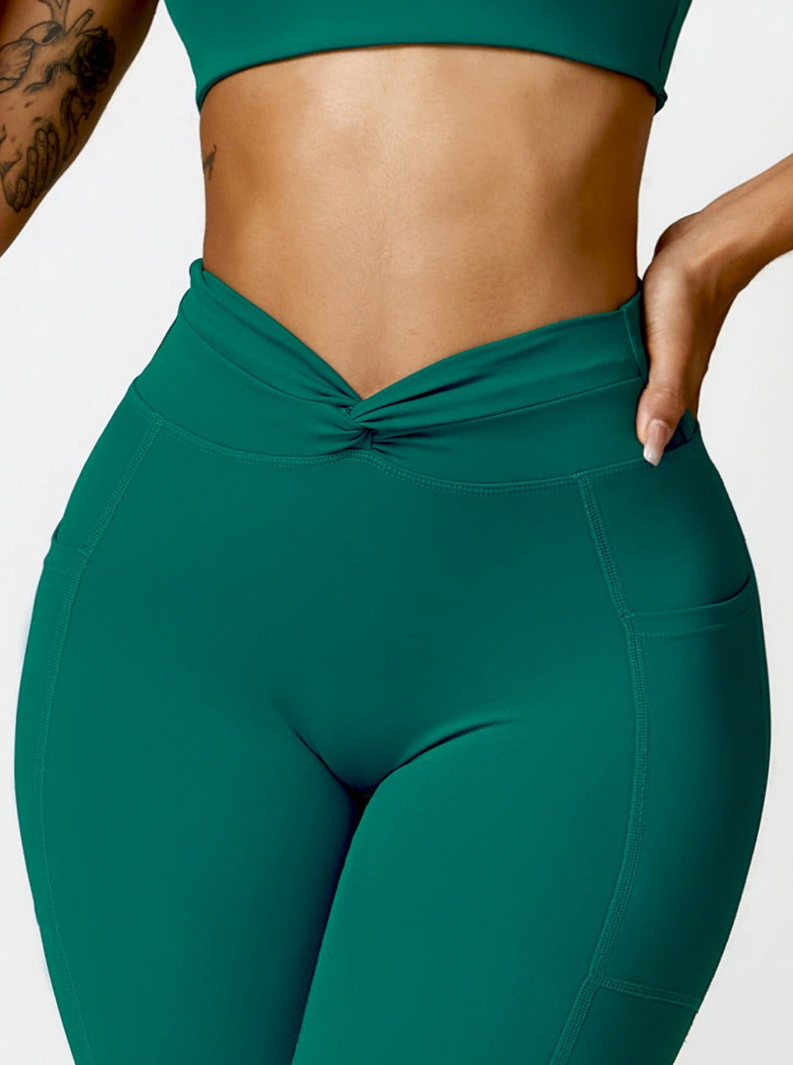 Green High Waist Wide Leg Flared Yoga Pants