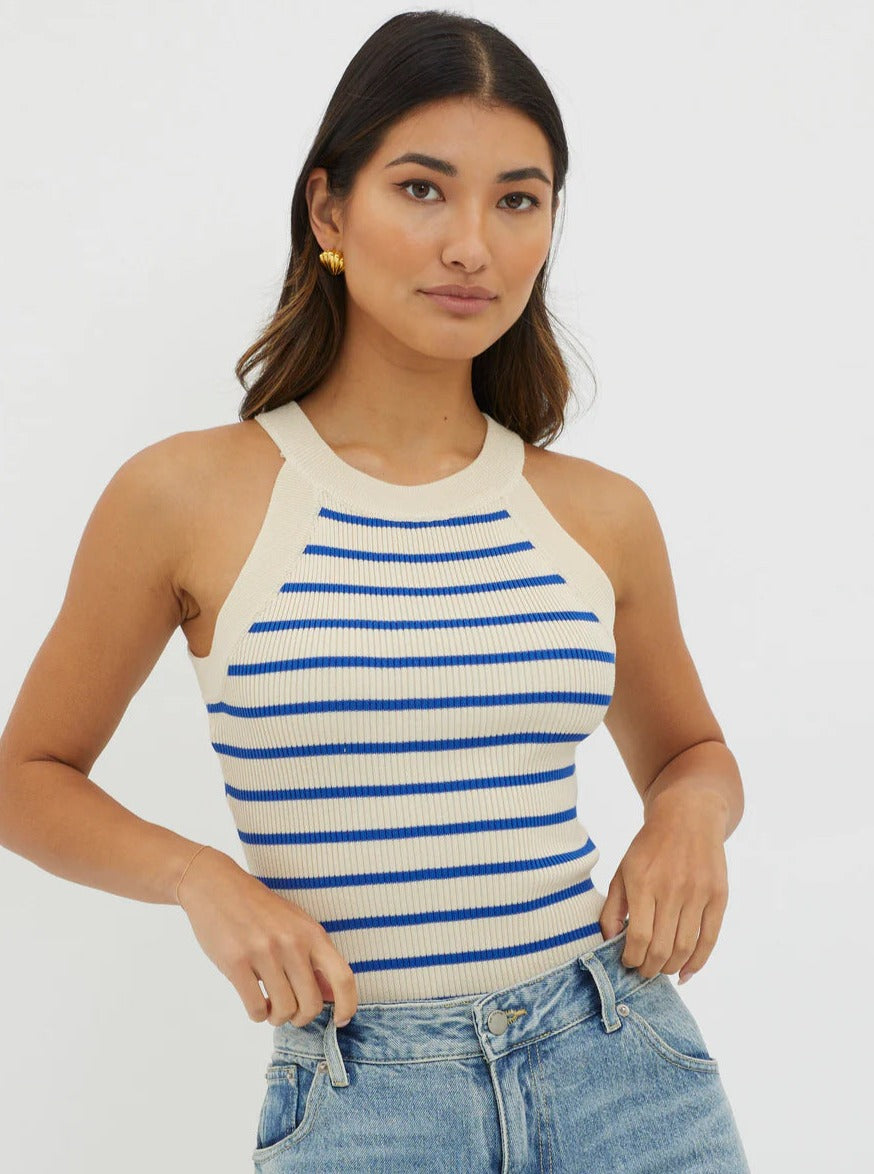 Sleeveless Striped Knitted Shirt