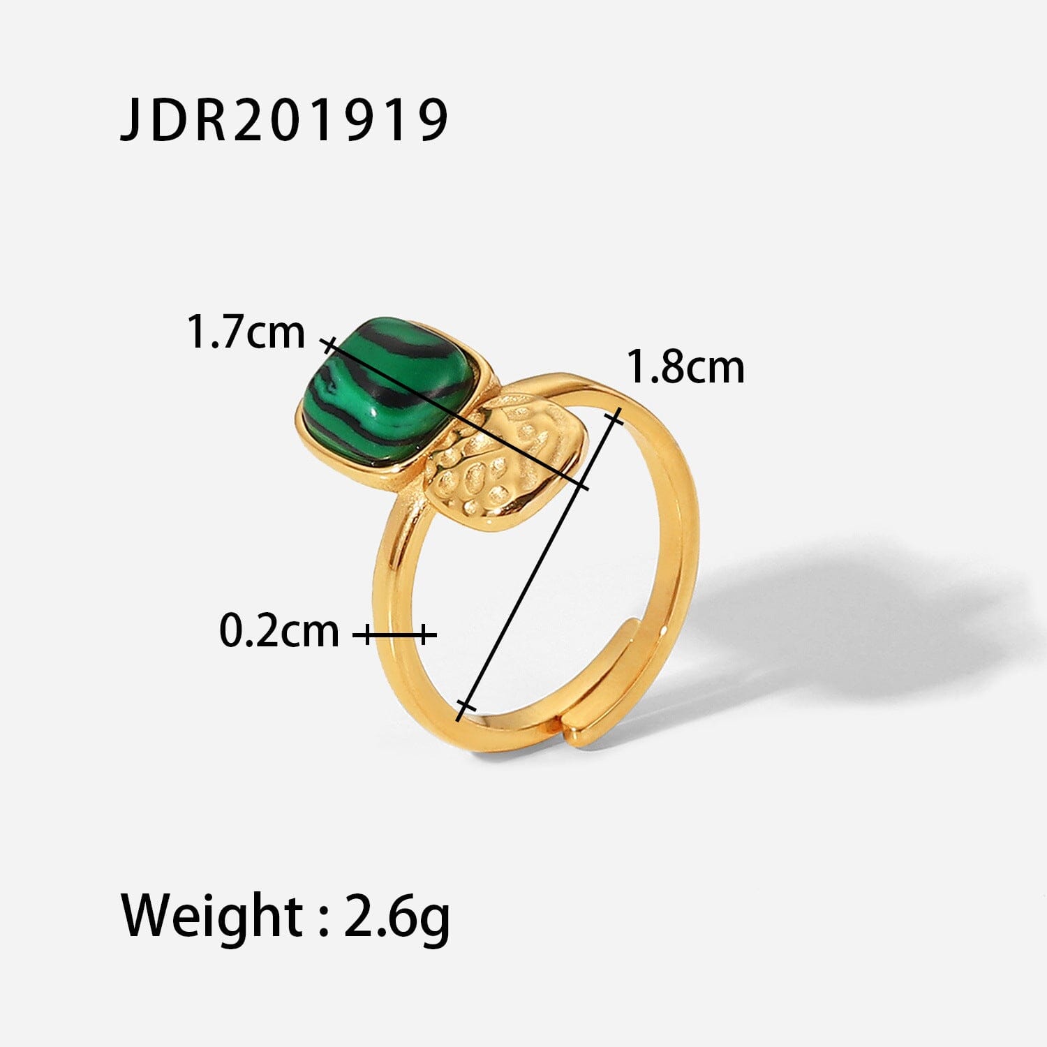 18K gold-plated Malachite titanium steel ring PinchBox JDR201919 