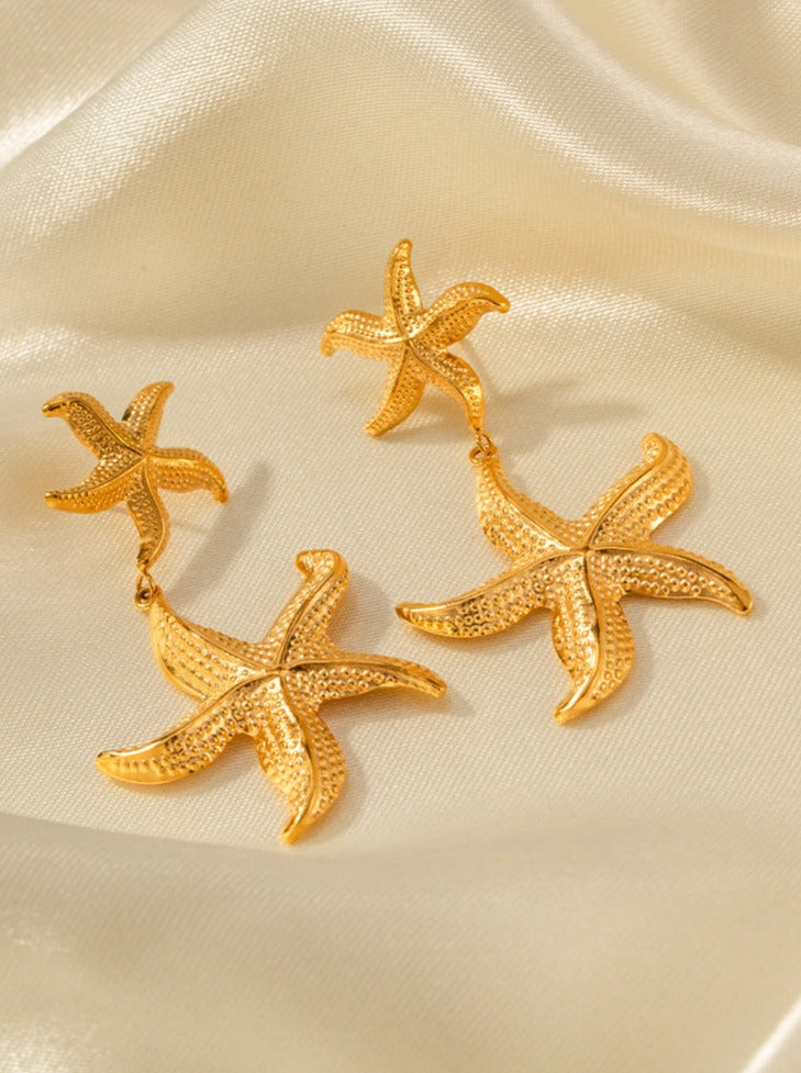 18k Gold Plated Starfish Earrings