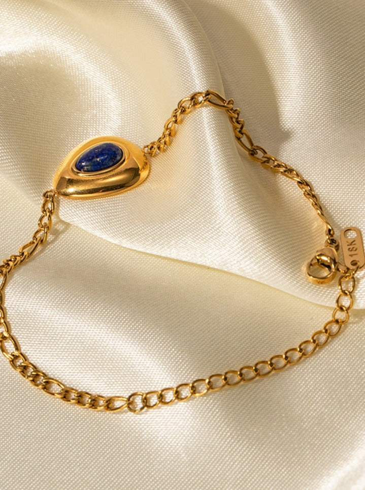 18K Gold Stainless Steel Lapis Lazuli Triangle Bracelet