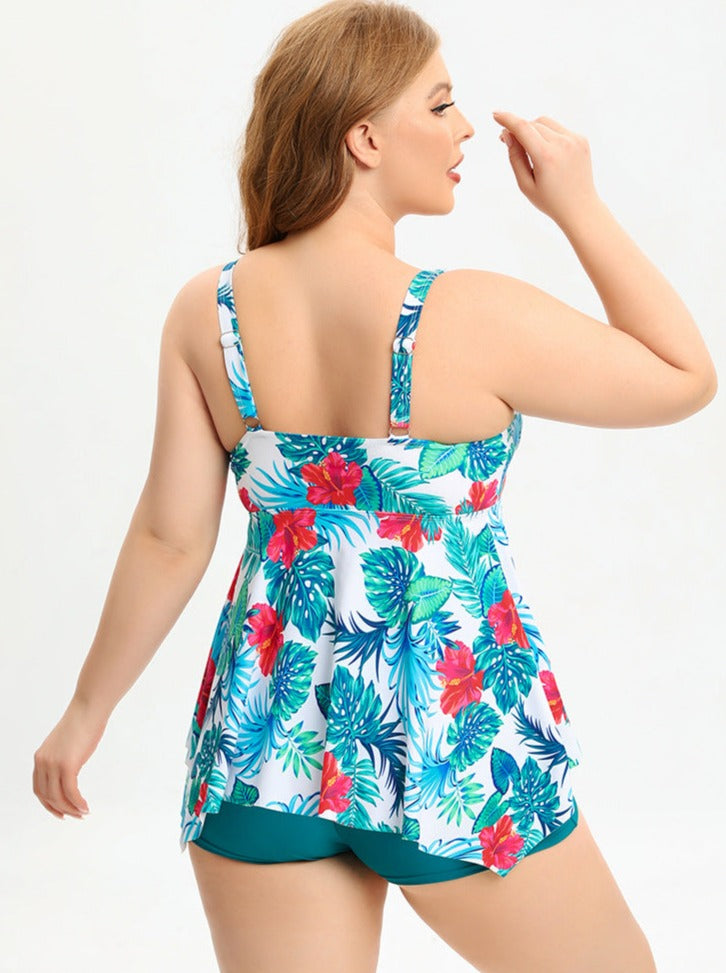 Plus Size Floral Printed Swim Dress