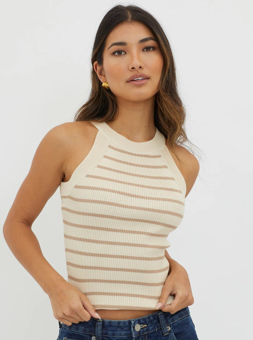 Sleeveless Striped Knitted Shirt