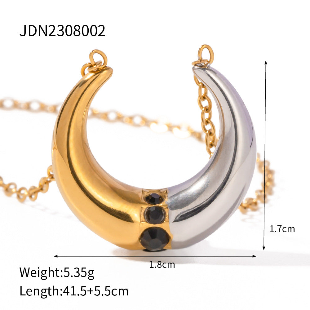 18K Two Tone Gold and Silver Necklace and Earrings
