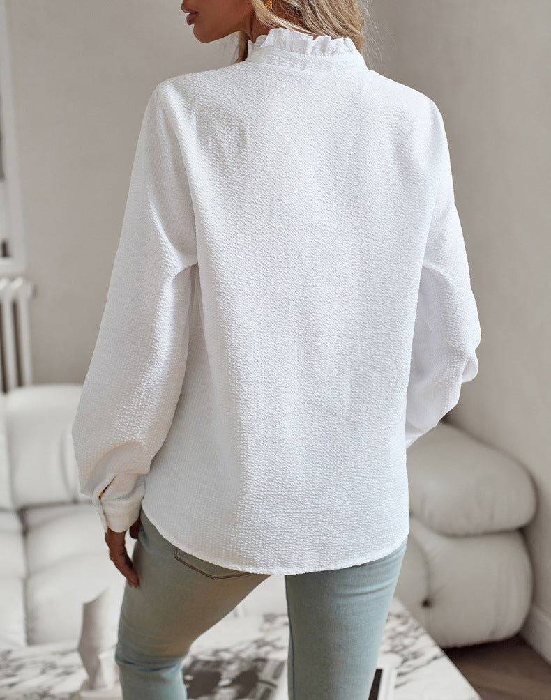 Lace Collared Long Sleeve Shirt