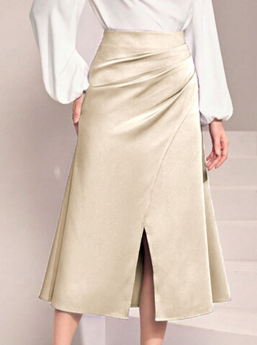 Casual Khaki Wrap Long Skirt