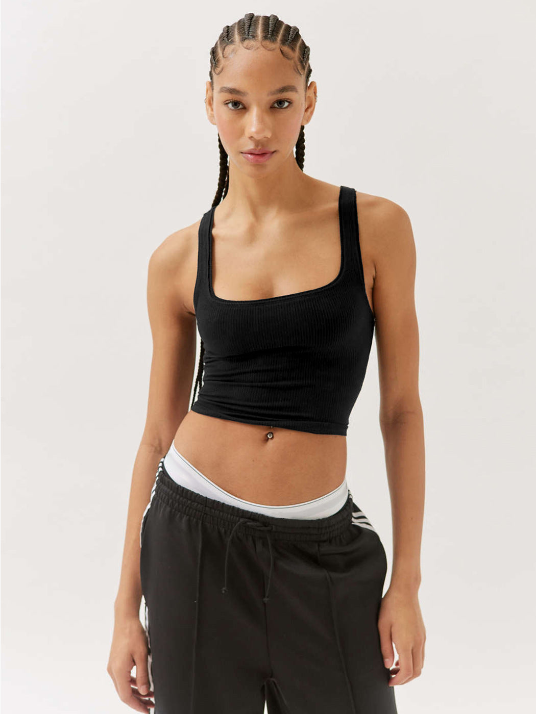 Black Knitted Sexy Bodycon Crop Top