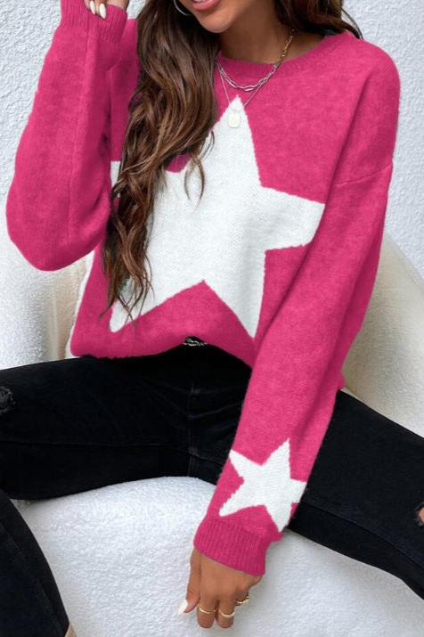 Long Sleeve Star Print Sweater