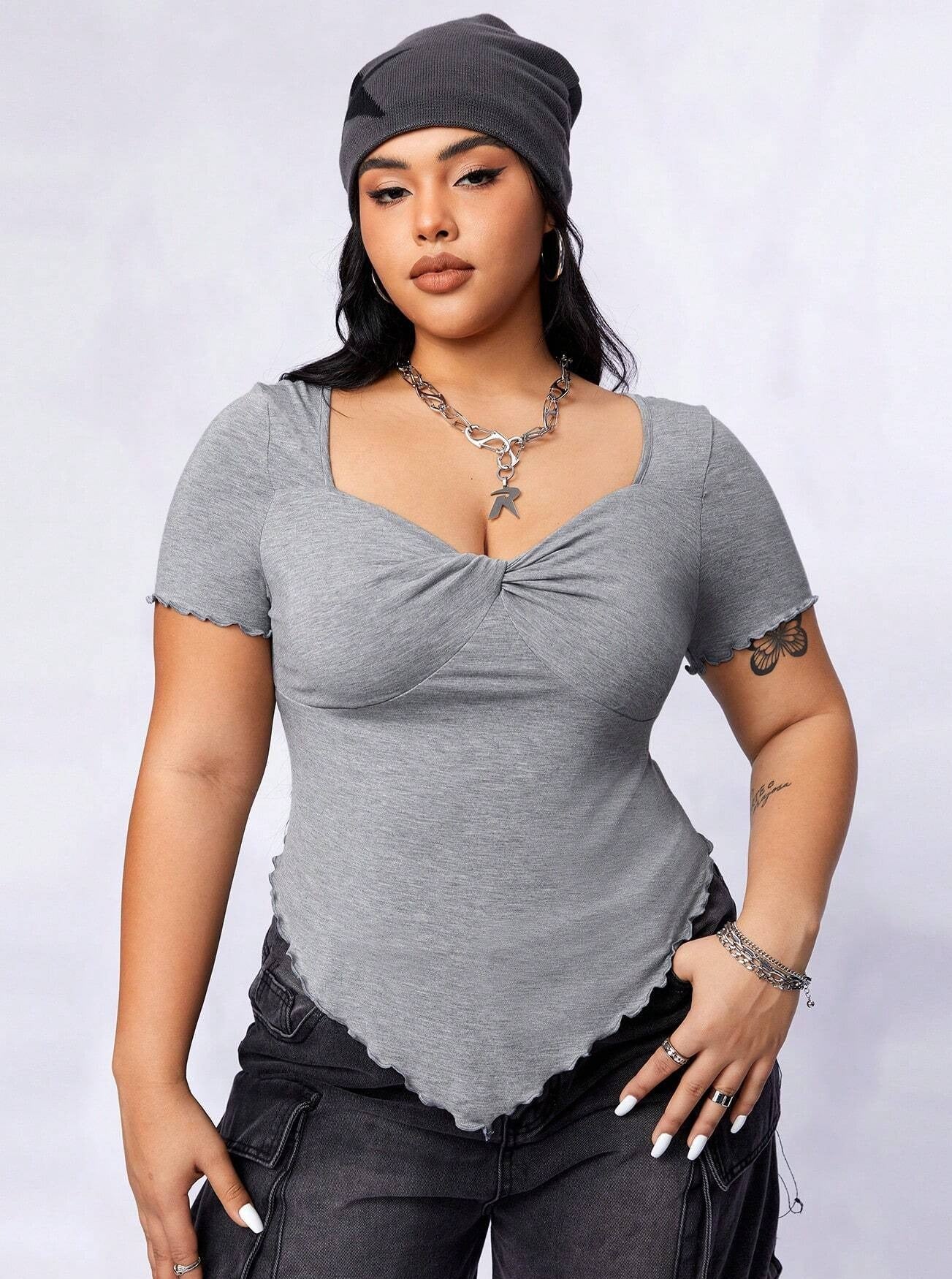 Cross Border Square Neck Sexy Short Sleeved Top