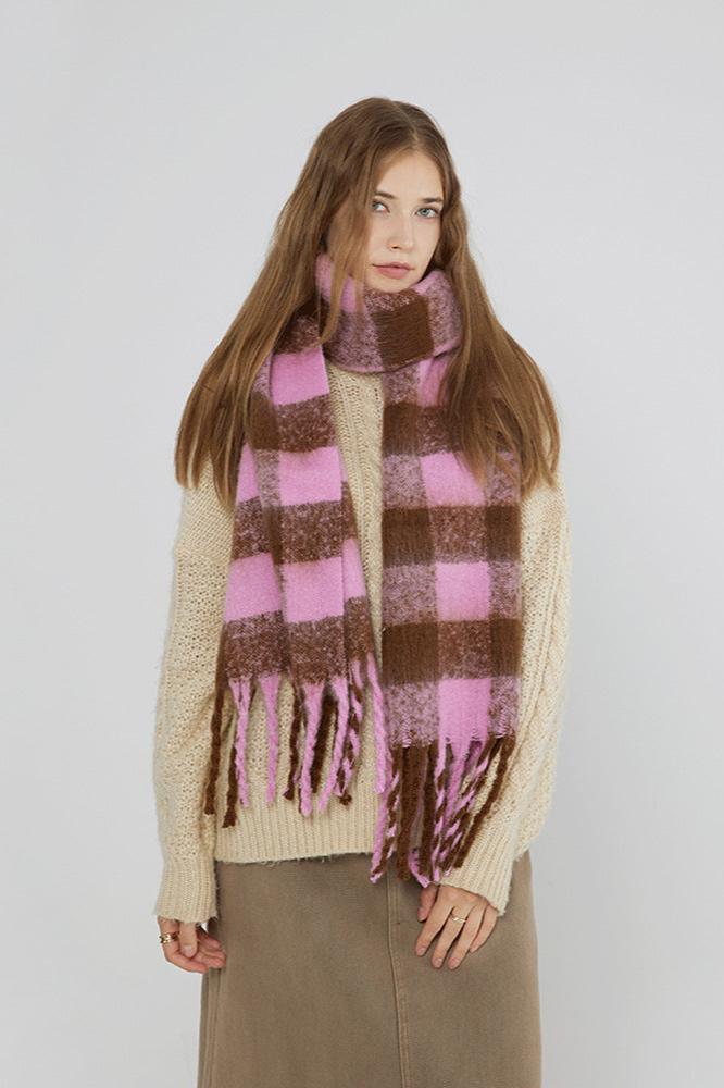 Versatile Long Thick Plaid Tassel Scarf