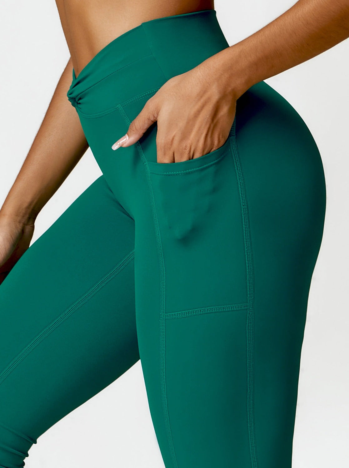 Grønne højtaljede brede yogabukser med brede ben 