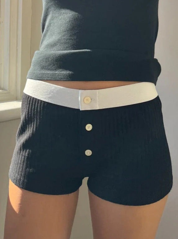 Buttoned Sexy Knitted Shorts