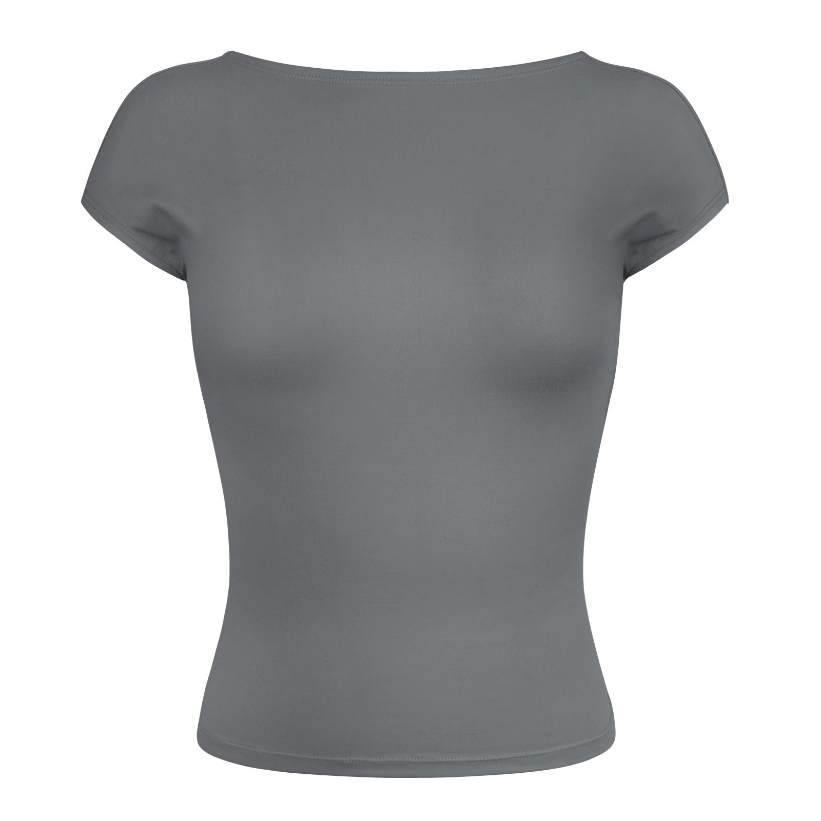 Dark Gray Sexy Backless Slim Breathable Short Sleeve Shirt