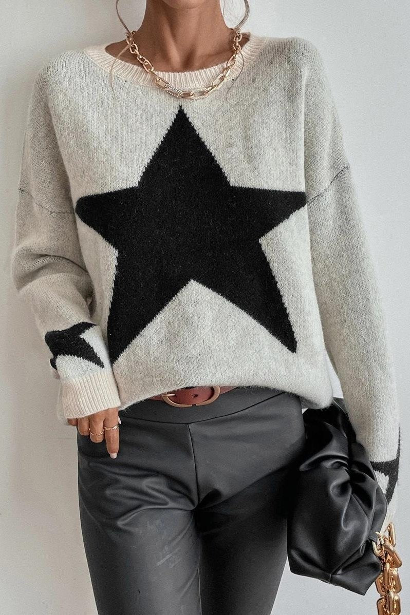 Long Sleeve Star Print Sweater