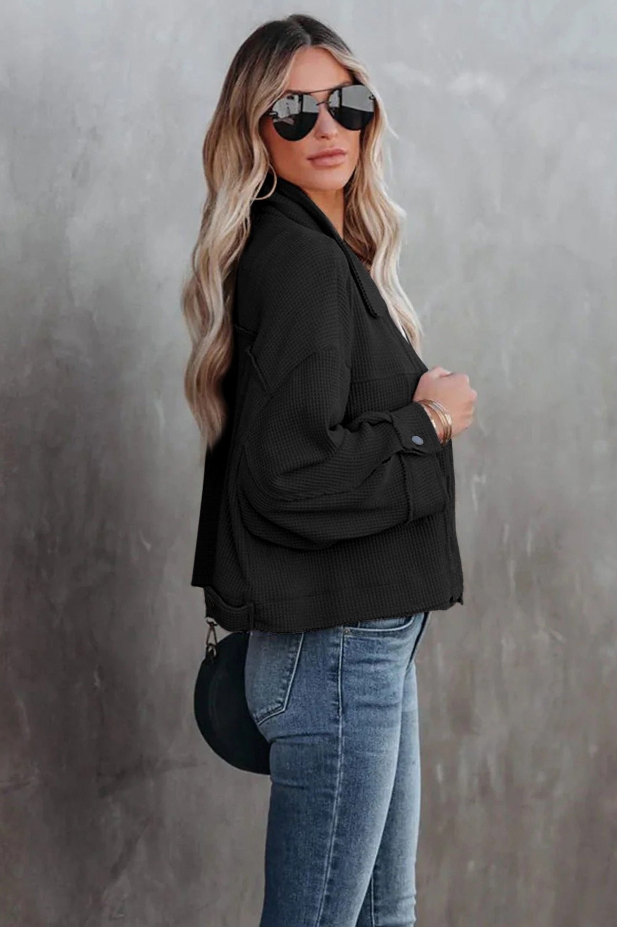 Long Sleeve Solid Color Collared Jacket