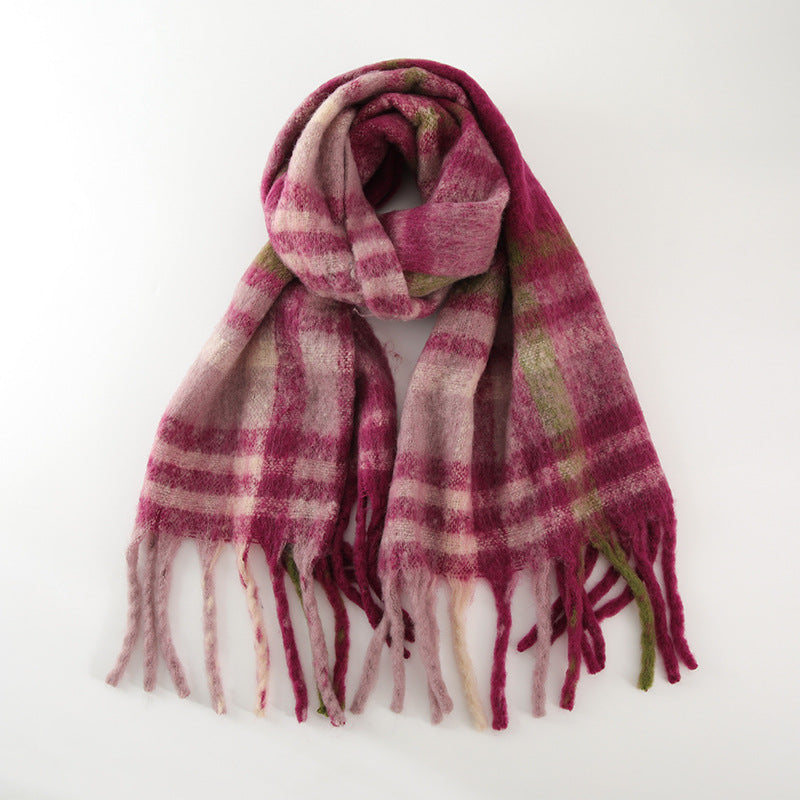 Casual Chic Long Plaid Tassel Scarf