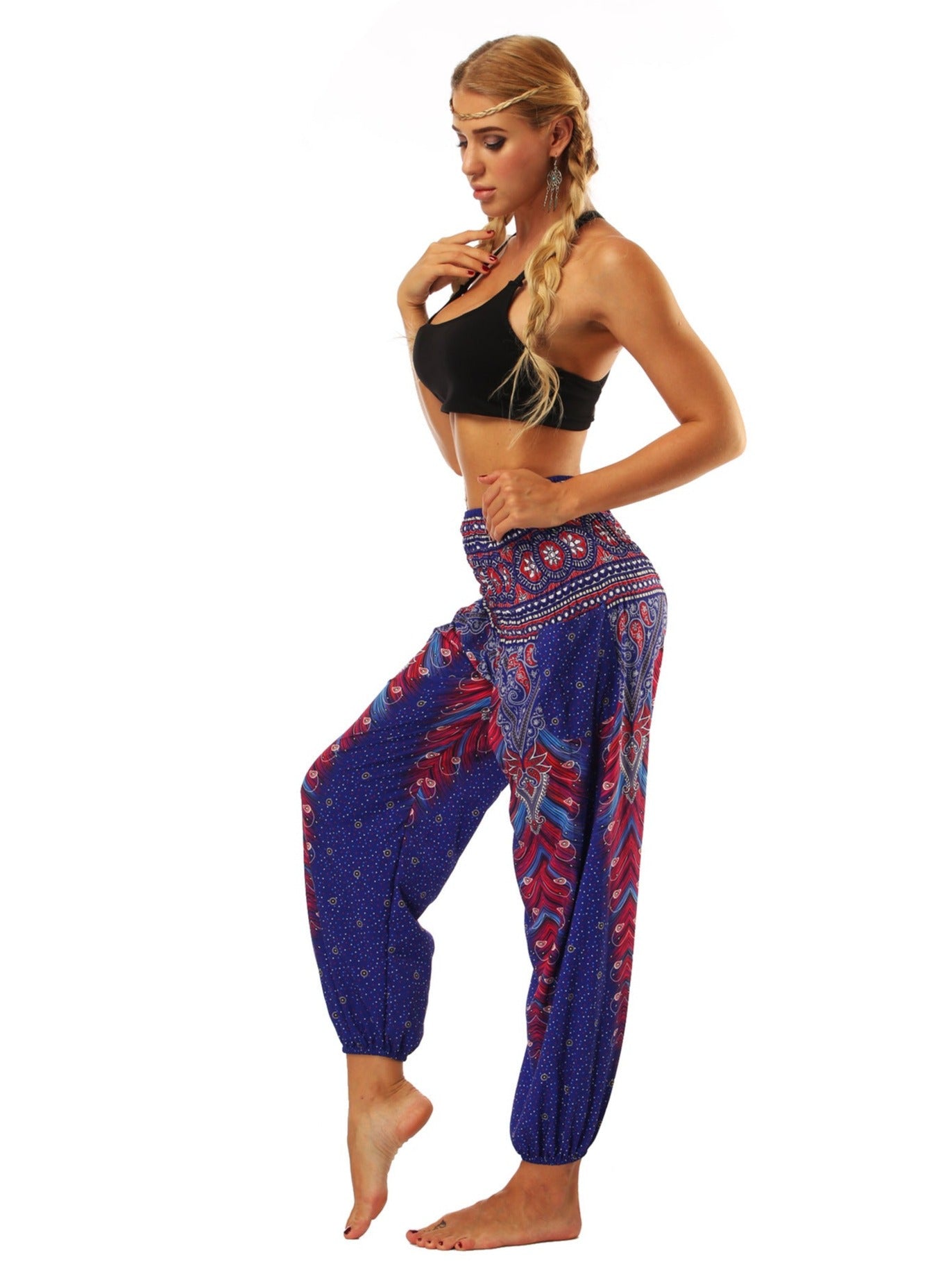Yoga-dansebukser med høj talje med tryk 