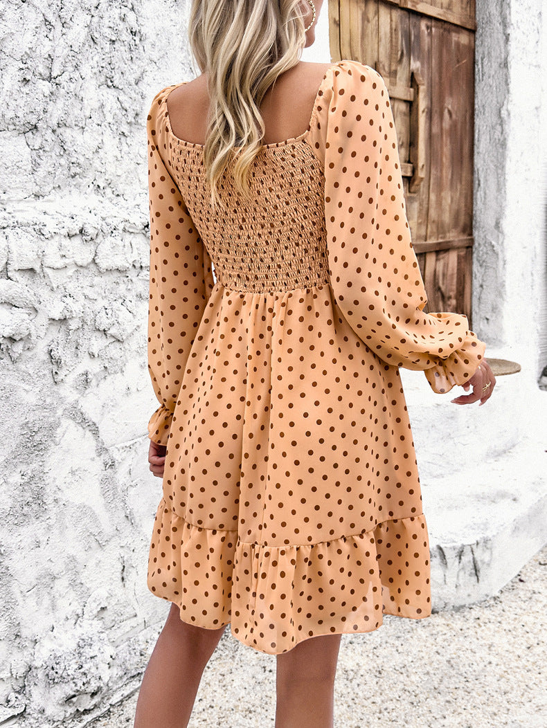 Casual Off Shoulder Polka Dot Dress