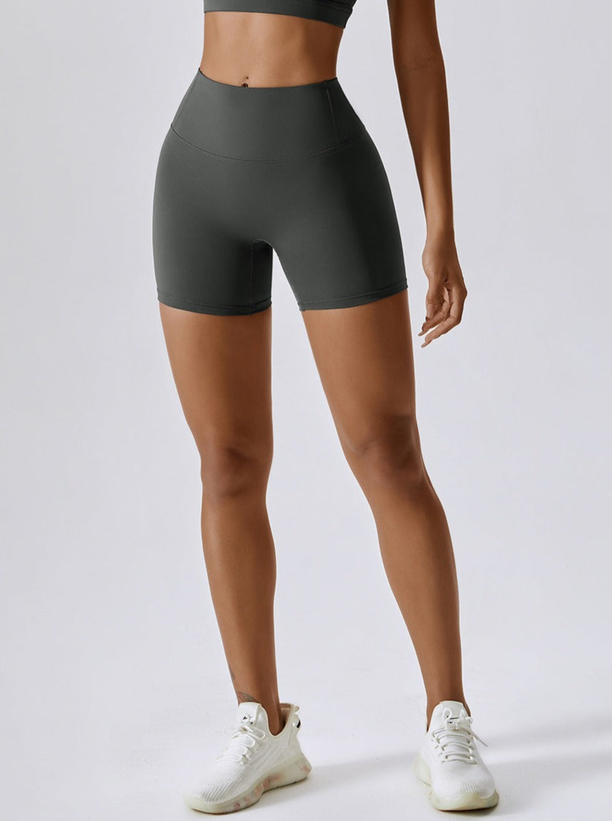 Gray Plain Seamless Fitness Shorts