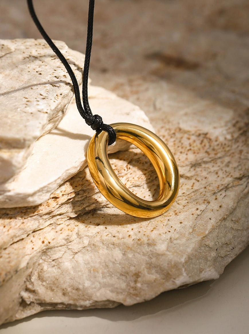 18K guld rustfrit stål voks reb halskæde Minimalistisk rund hul halskæde