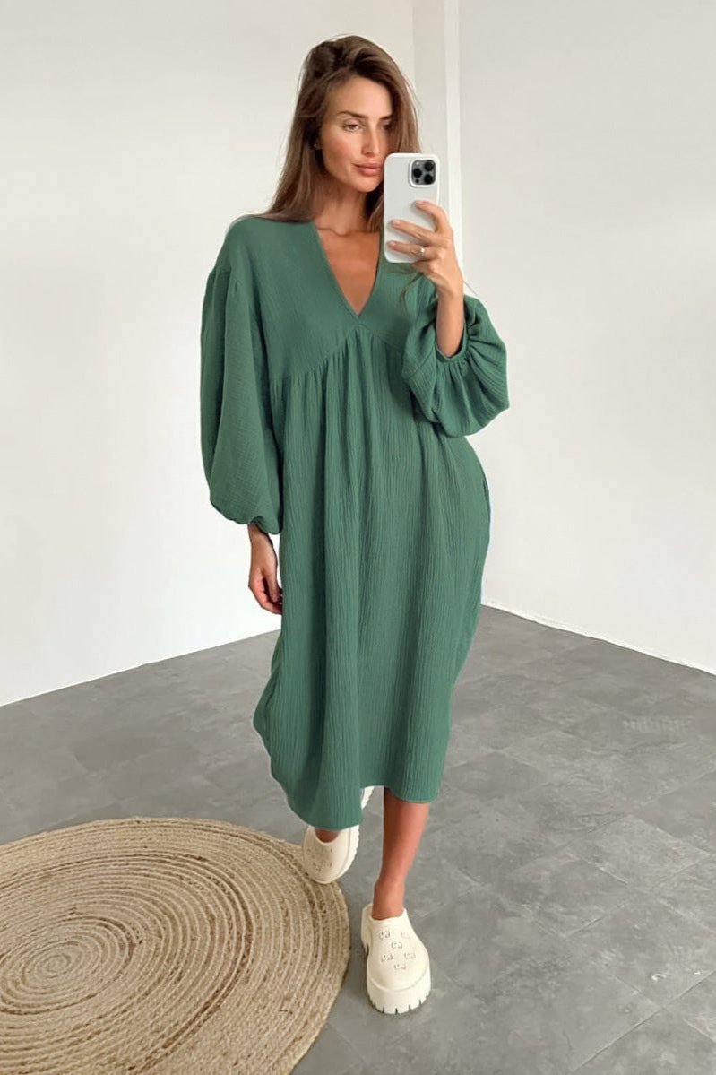 Casual Cotton Loose Midi Dress