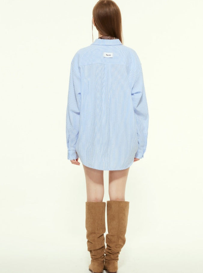 High-End Color Contrast Loose Long-Sleeved Shirt