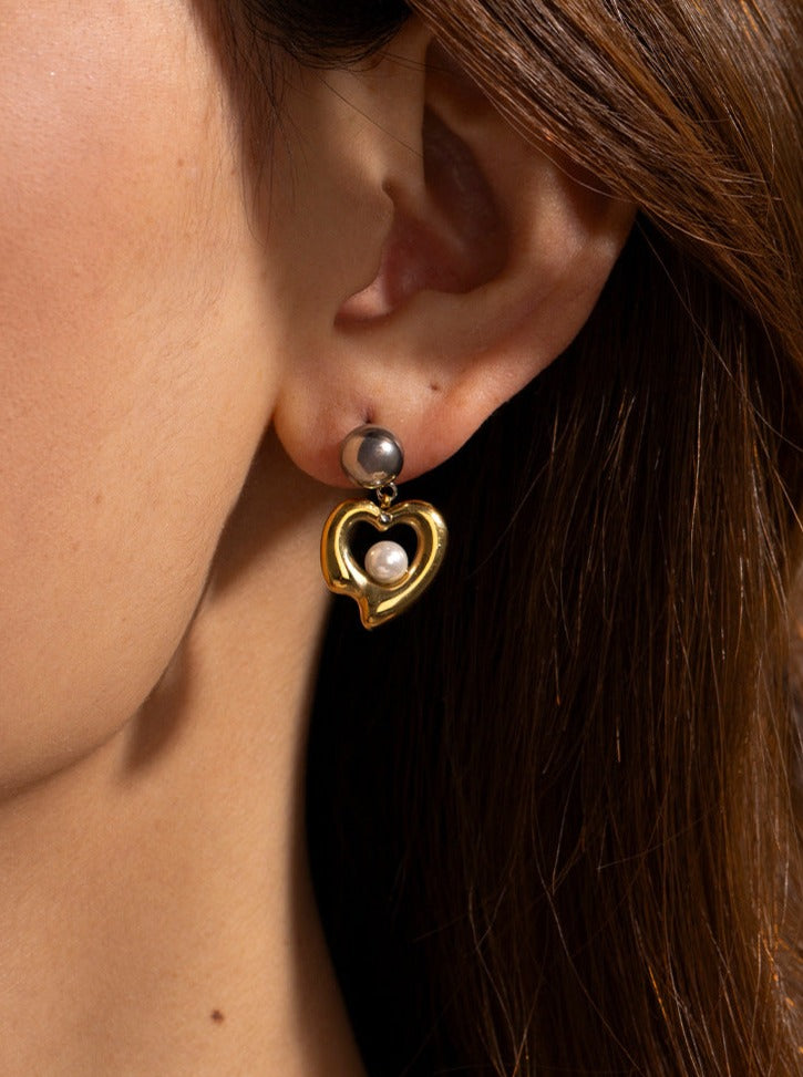 18 K guld rustfrit stål perle perler øreringe
