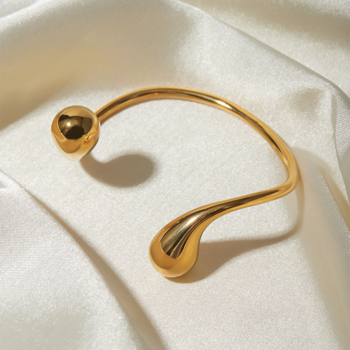 18K Gold Plated Asymmetrical Open Bracelet