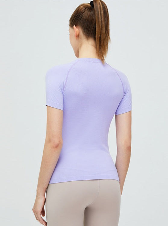 Purple Seamless Soft Workout Tops T-shirt