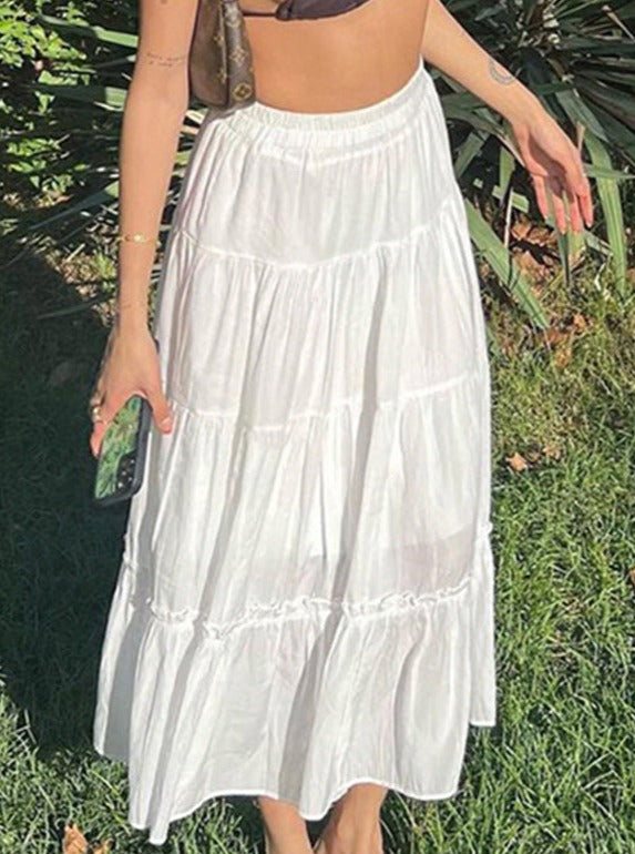 Bohemian hvid splejsning lang nederdel 