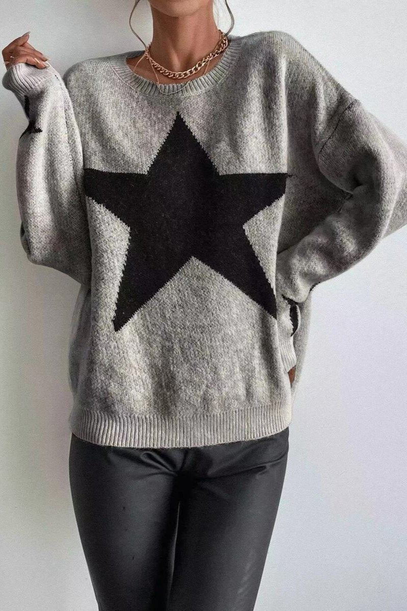 Long Sleeve Star Print Sweater