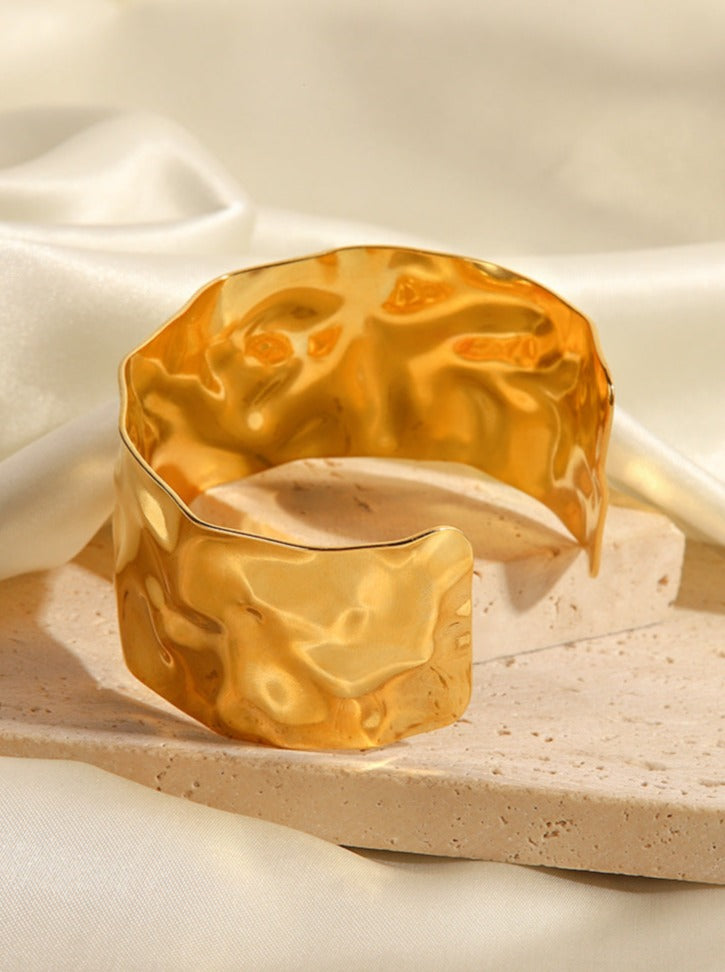 18k Gold Plated Irregular Wide Bracelet