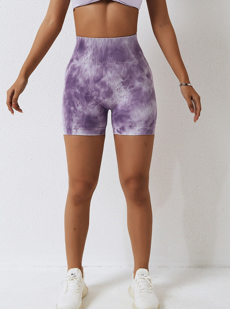 Purple Tie Dye Seamless Fitness Shorts