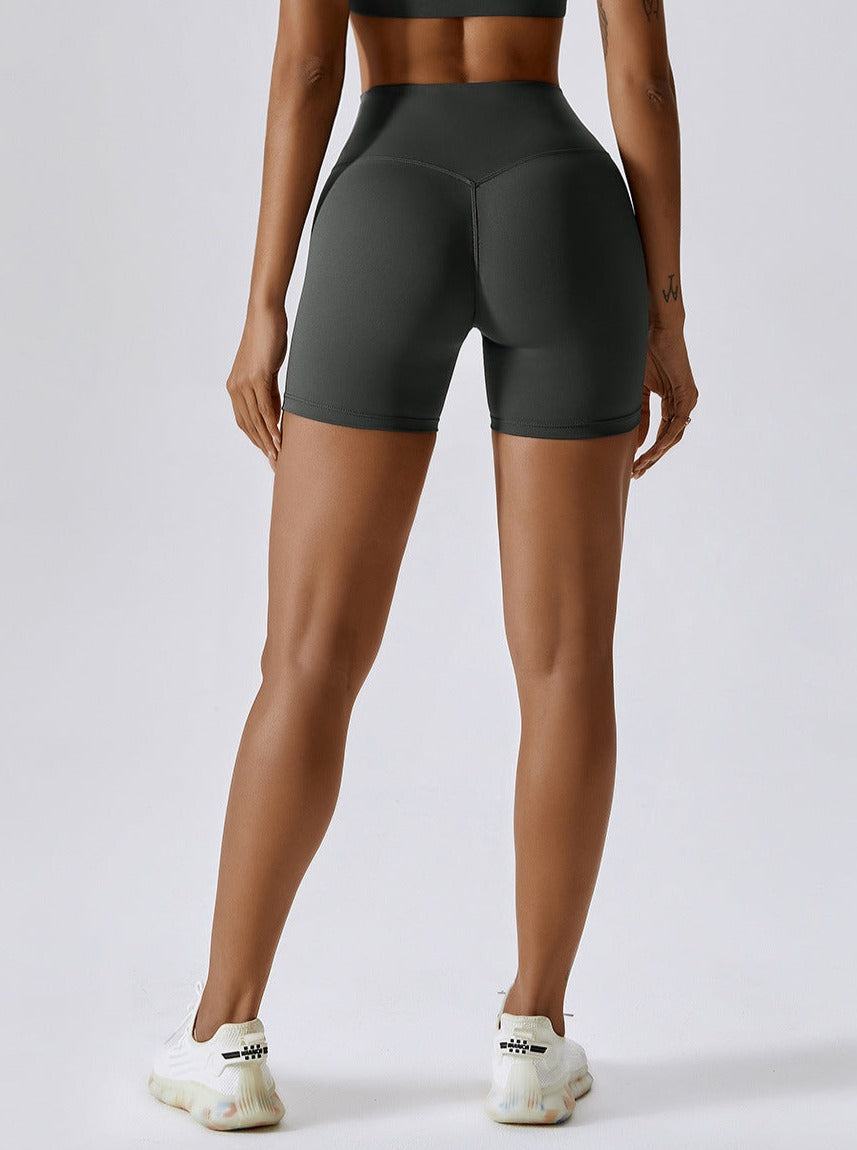 Gray Plain Seamless Fitness Shorts