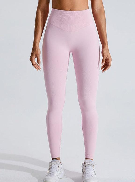 Solid Color High-Waisted Belly Lifting Sports Pants